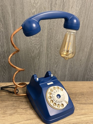 Telefono lampada retró blu - telefono,